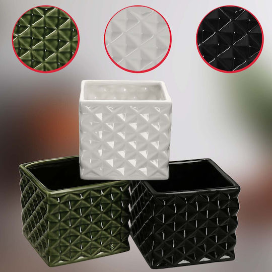 Kotarbau Vază Pentru Plante Ceramică Neagră 14x14cm