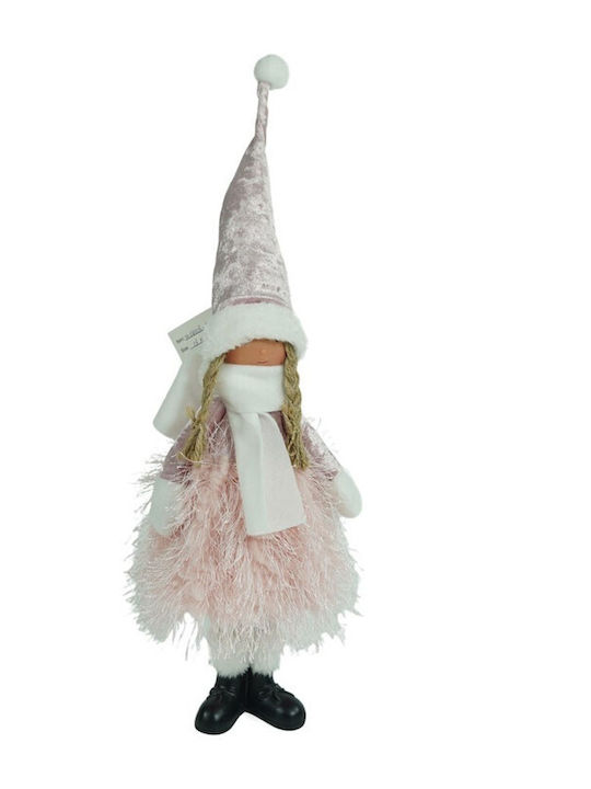 Ornament Păpușă De Crăciun Alista Home Roz Alb Textil 44 Cm