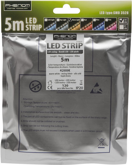Alista Home Bandă LED 12V Lumină Alb Natural 5m cu Sursă de Alimentare
