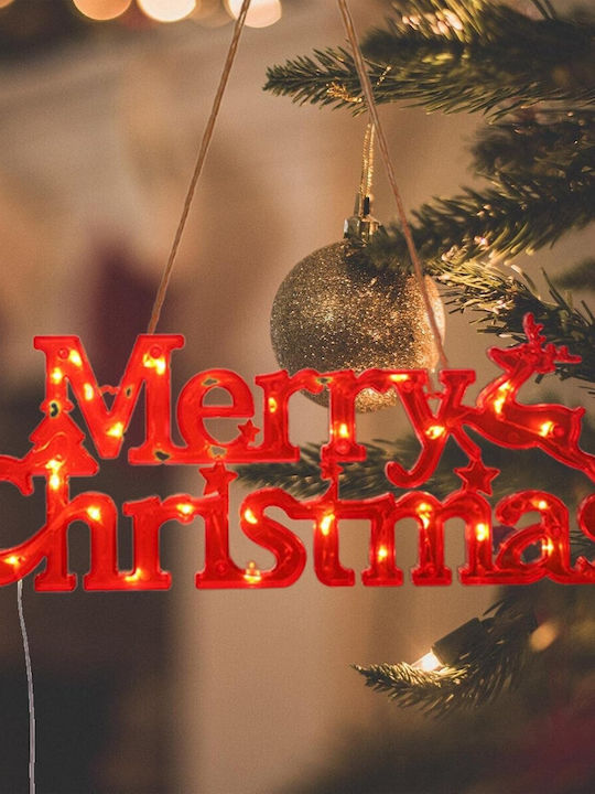 Instalație Led De Crăciun Litere 3d Flippy Merry Christmas Lumină Caldă 27.5 X 10.5 X 1.4 Cm Roșie