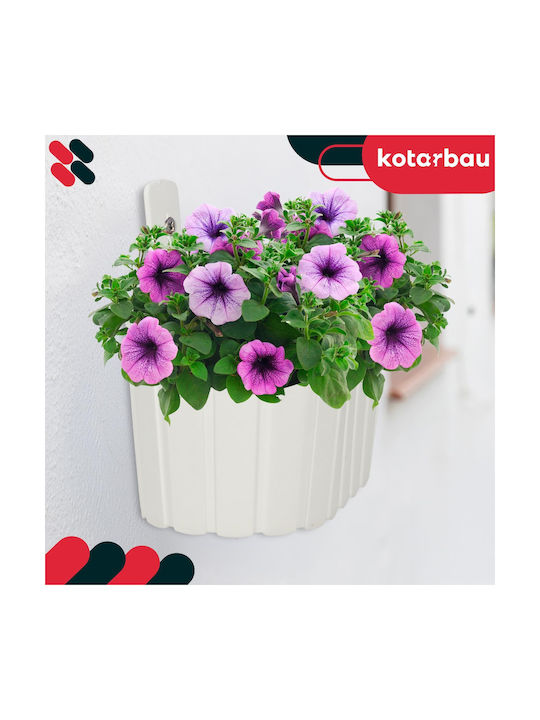 Wandhängender Blumentopf Wand Balkon Rustikal Weiß 28 cm 2 Stück