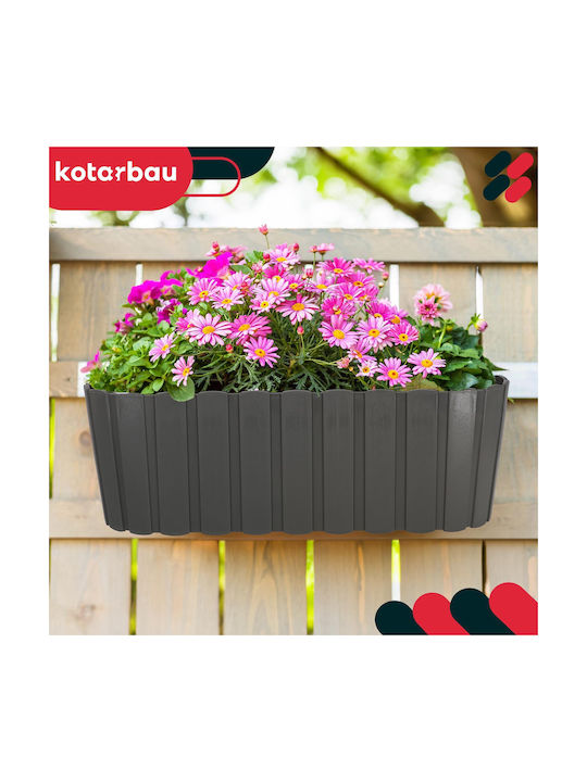 Kotarbau Rustic Gray Oval Balcony Railing Flower Box 400 Mm Set 4 Pcs