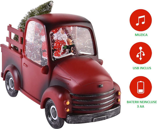Christmas Decoration Car Type Santa Claus Figurines Tree 3 Modes Musical Function Moving Snow Battery Operated 3 X Aa Not Included Usb Cable Included Red Model 24 X 10 X 19 Cm Warm White