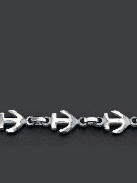 Men's Bracelet Chain Anchors Handmade Silver 925 19cm