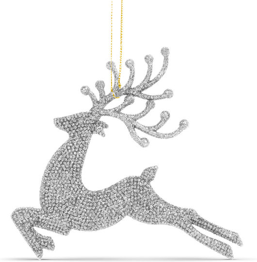 Glitzerndes Rentier Weihnachtsbaumdekorationen 12 Cm Set 4 Stück 3 Farben