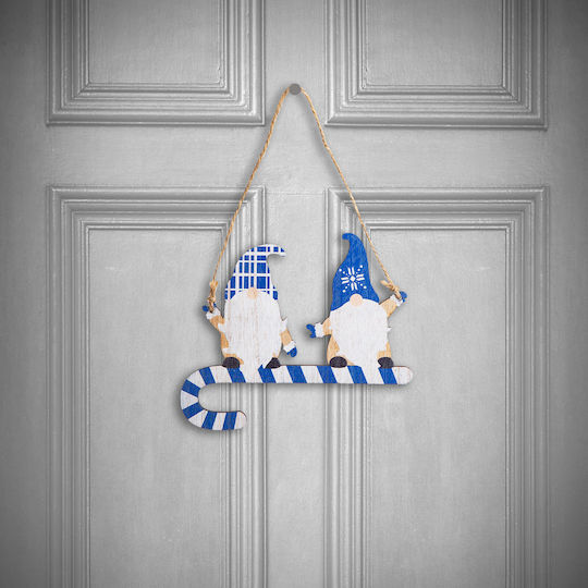 Blue Wooden Christmas Elf Decoration 15 Cm