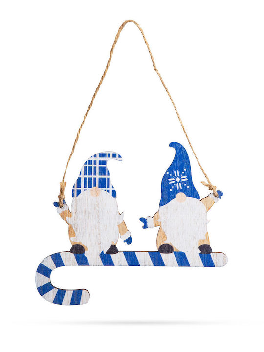 Blue Wooden Christmas Elf Decoration 15 Cm