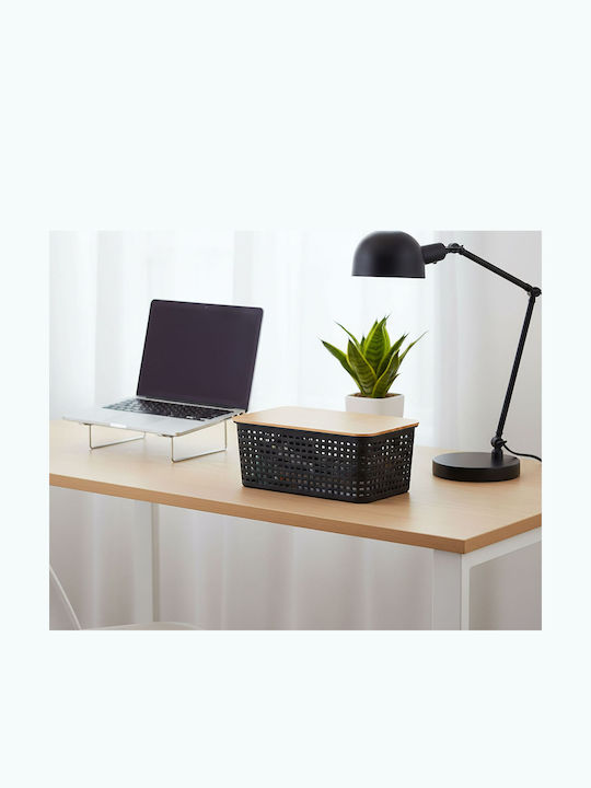 Relaxdays Coș De Depozitare Din Bambus Cu Capac Multicolor 10.5x25.5x18cm