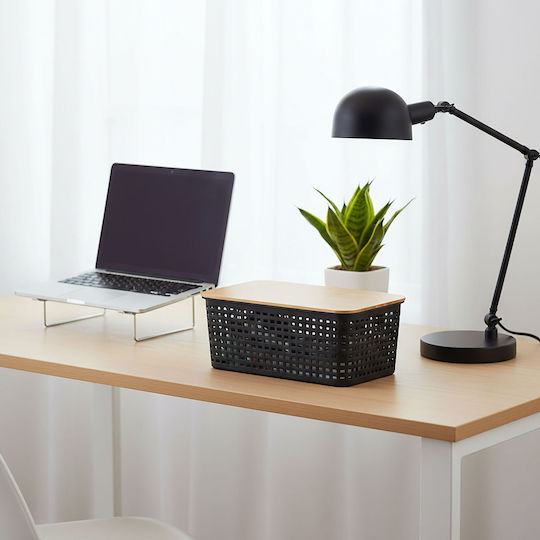 Relaxdays Καλάθι Αποθήκευσης Bamboo με Καπάκι Πολύχρωμο 10.5x25.5x18cm