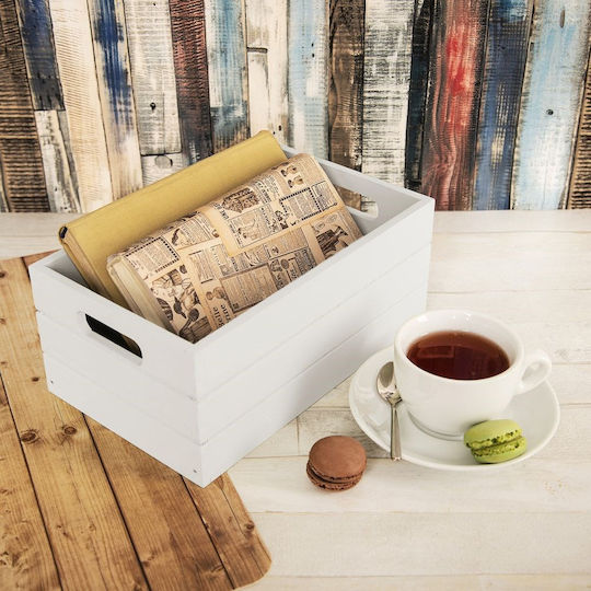 Orion Bamboo White Storage Basket 26x16x11cm