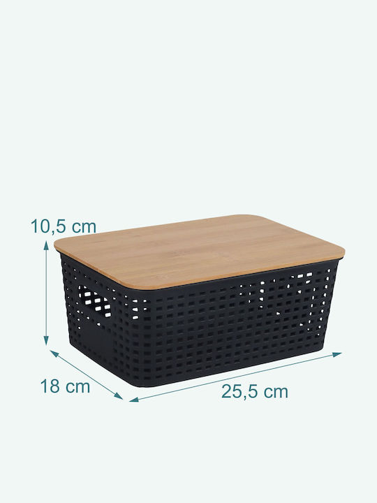 Relaxdays Coș De Depozitare Din Bambus Cu Capac Multicolor 10.5x25.5x18cm