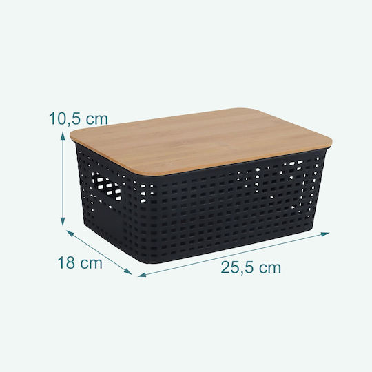 Relaxdays Καλάθι Αποθήκευσης Bamboo με Καπάκι Καφέ 10.5x18x25.5cm