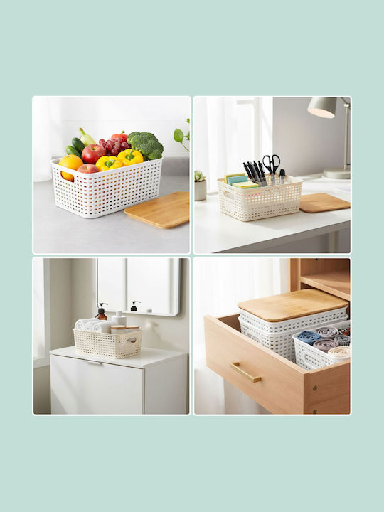 Relaxdays Coș De Depozitare Din Bambus Cu Capac Multicolor 10.5x25.5x18cm