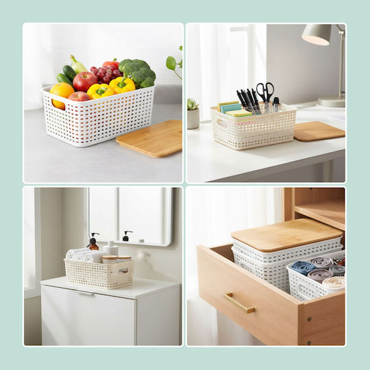 Relaxdays Coș De Depozitare Din Bambus Cu Capac Multicolor 10.5x25.5x18cm