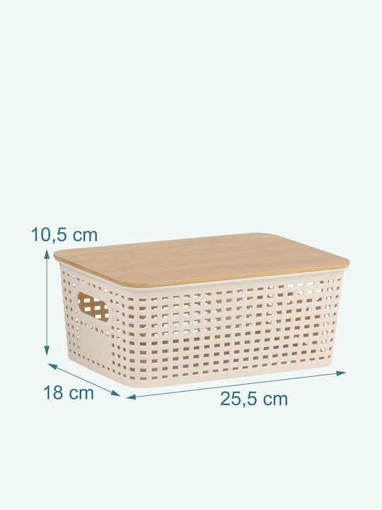 Relaxdays Coș De Depozitare Din Bambus Cu Capac Multicolor 10.5x25.5x18cm