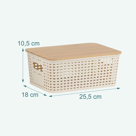 Relaxdays Coș De Depozitare Din Bambus Cu Capac Multicolor 10.5x25.5x18cm