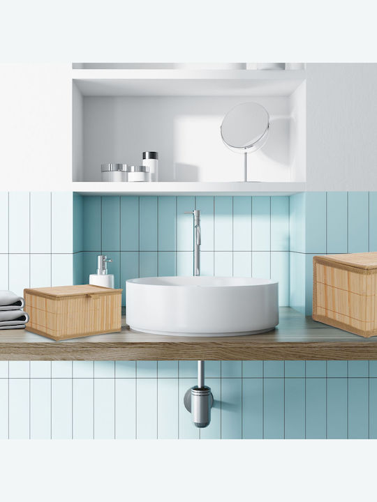 Relaxdays Coș De Depozitare Din Bambus Cu Capac Bej 14x30x23cm 2 Bucăți