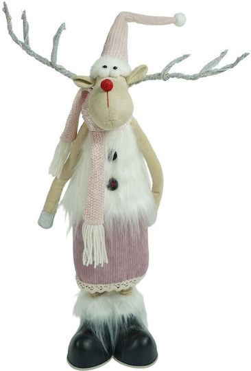 Weihnachts-Rentier Anhänger Teleskopbeine Alista Home Rosa Weiß Textil 72 cm Weihnachts-Rentier Anhänger Teleskopbeine Alista Home Rosa Weiß Textil 72 cm