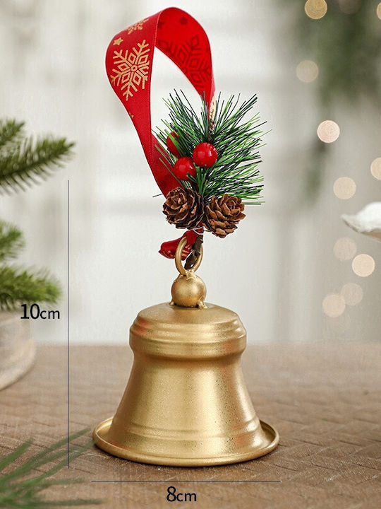 Clopoțel Metalic Flippy Pentru Bradul De Crăciun Decorativ Fundă Ramură De Pin Decorațiune De Crăciun 10 X 8 X 8 Cm Auriu