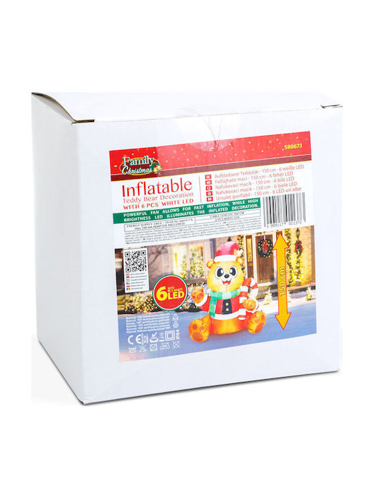 Ursulet De Crăciun Gonflabil 150 Cm 6 Led Ip44 Decorațiune Exterioară Alimentare 230v