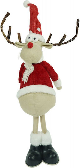 Christmas Reindeer Ornament Alista Home Red White Textile 55 Cm