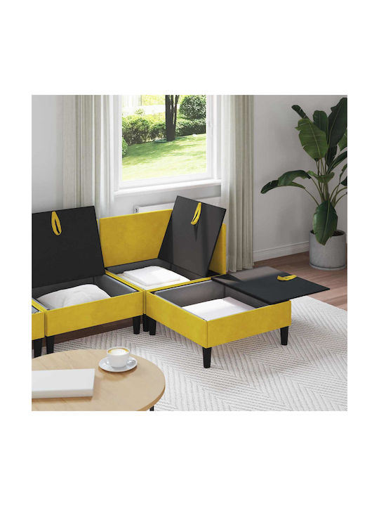 Colțar Canapea Catifea Cu Spațiu De Depozitare Galben 210x140x82cm