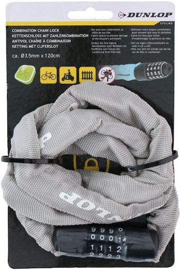 Dunlop Lacăt Bicicletă Tip Spiră cu combinație Gri
