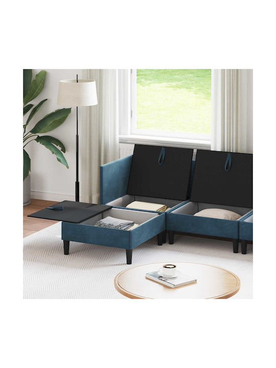 Ecksofa Samt mit Stauraum Blau 280x140x82cm