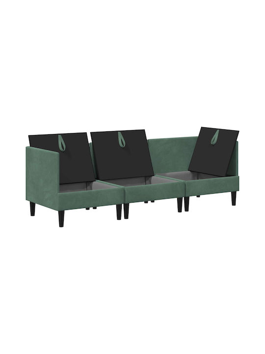 Dreisitzer Samt Sofa mit Stauraum Blau 210x70x82cm
