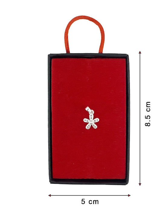 Pandantiv Argint 925 Jolie Femei Floare Model Pietre 0.5 G Design Elegant Fin Culoare Argintie