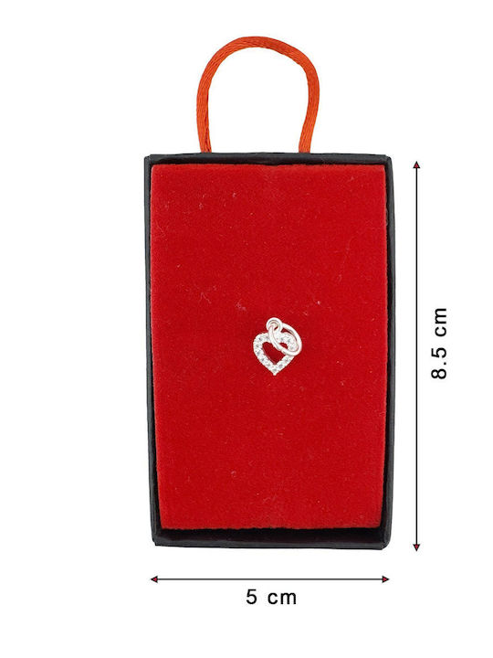 Pandantiv Argint 925 Jolie Femei Inimă Model Pietre Zircon Cubic 0,6 G 1 X 1 Cm Argint