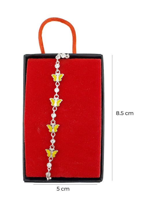 Brățară Copii Jolie Argint 925 Design Fluture Email Zirconiu 22 Cm/4.4g Argint Galben