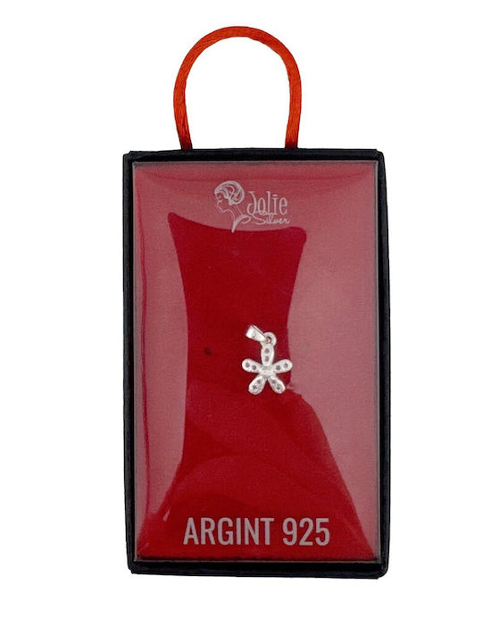 Pandantiv Argint 925 Jolie Femei Floare Model Pietre 0.5 G Design Elegant Fin Culoare Argintie