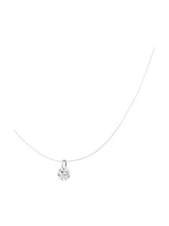 Transparent Silicon Thread Necklace Zirconium Crystal Silver