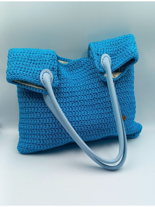 Leather Women's Tote Handbag Light Blue