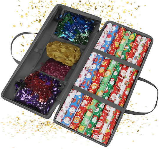 Relaxdays Wrapping Paper Organizer Gray 34x82x13cm 10kg Capacity 3 Mesh Pockets