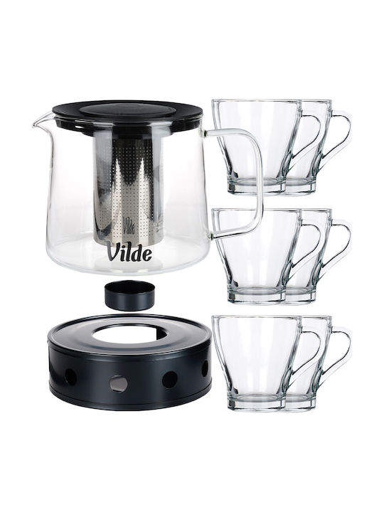 Vilde Σετ Τσαγιού με Φίλτρο Γυάλινο Διάφανη 250ml 7τμχ