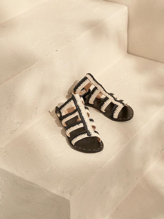 Sandale Casual Damă Gladiator Din Piele Negre