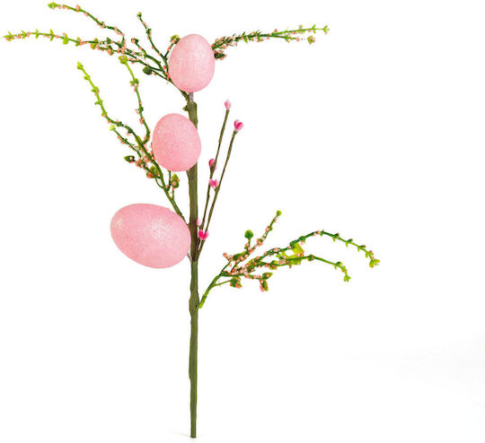 Ramură Decorativă De Paște Ouă Roz Sclipitoare 40x16 Cm