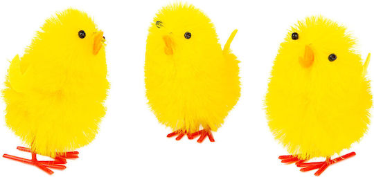Easter Decoration Yellow Chicks Set 3 Pcs 6.7 X 5 Cm Plastic Textile