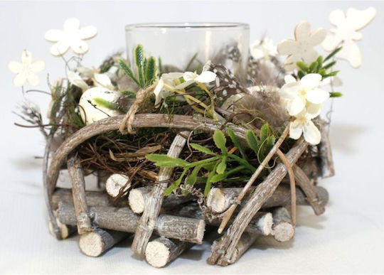Decorative Feather Candle Holder 16cm Tea Light