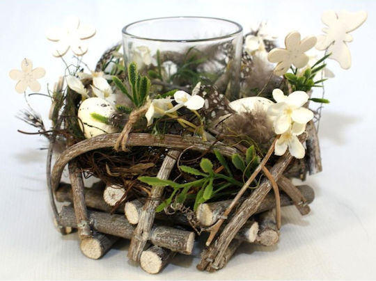 Decorative Feather Candle Holder 16cm Tea Light