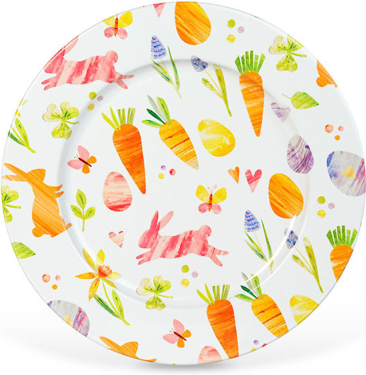 Metal Easter Tray Bunny Carrot Pattern 33 Cm