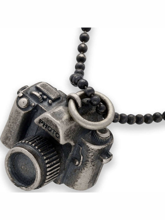 Men's Pendant Photography Camera Handmade Silver 925 Chain Bead