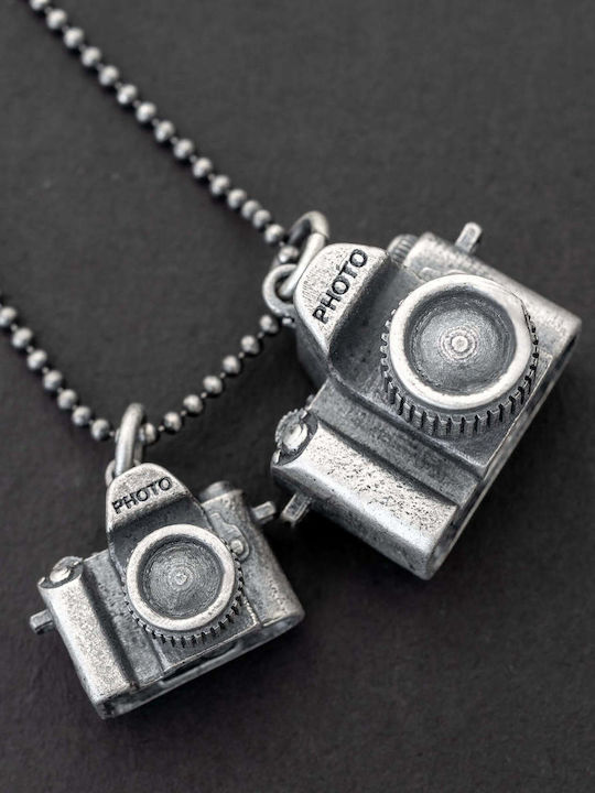 Men's Pendant Photography Camera Handmade Silver 925 Chain Bead