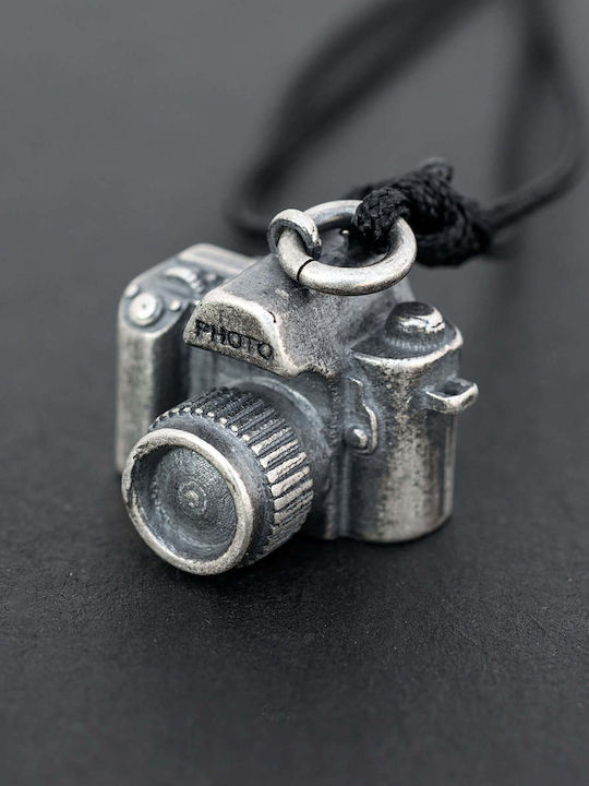 Men's Pendant Photography Camera Handmade Silver 925 Chain Bead