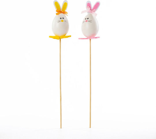 Easter Bunny Stick Decor 2 Pcs 33 Cm Felt Yellow Pink
