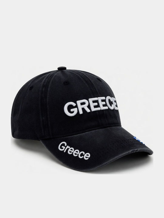 Jockey Kappen Schwarz Erhabenes Zeichen Greece
