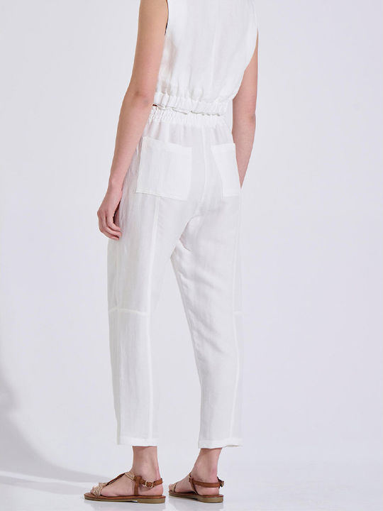 Pantalon Dama Din In Cu Elastic Ecru
