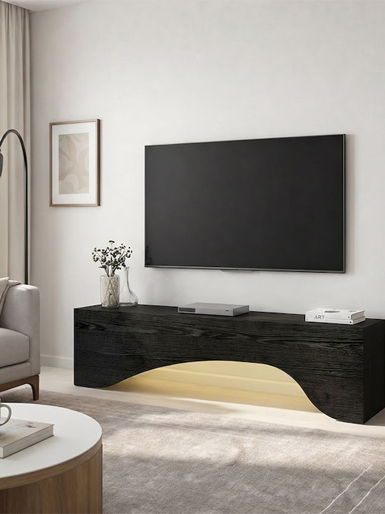 TV Stand Mara with LED Lighting Sencron Black L150xW31.4xH40cm